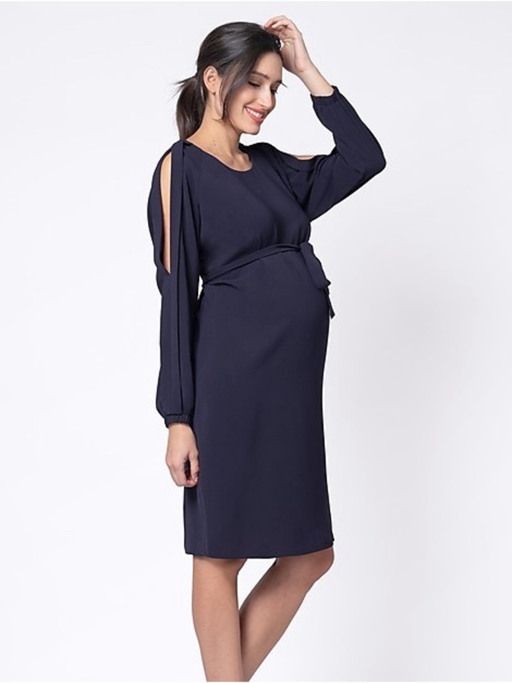 Seraphine Brielle Cold Shoulder Maternity - Nursing Dress Navy Tie-Waist Size 8